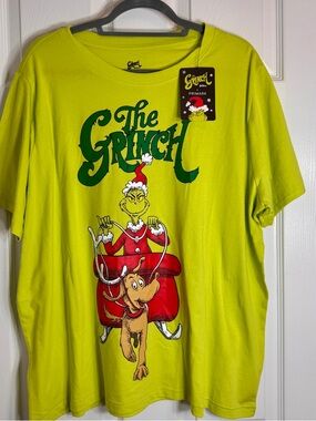 NWT The Grinch x Primark Graphic Tee Neon Yellow 2X.